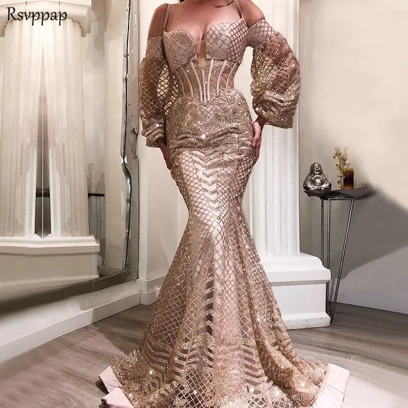 Long Evening Dress 2019 Mermaid Sexy Rose Gold Arabic Long Sleeve Ladies Glitter Women Formal Evening Gowns robe de soiree
Long Evening Dress 2019 Mermaid Sexy Rose Gold Arabic Long Sleeve Ladies Glitter Women Formal Evening Gowns robe de soiree
