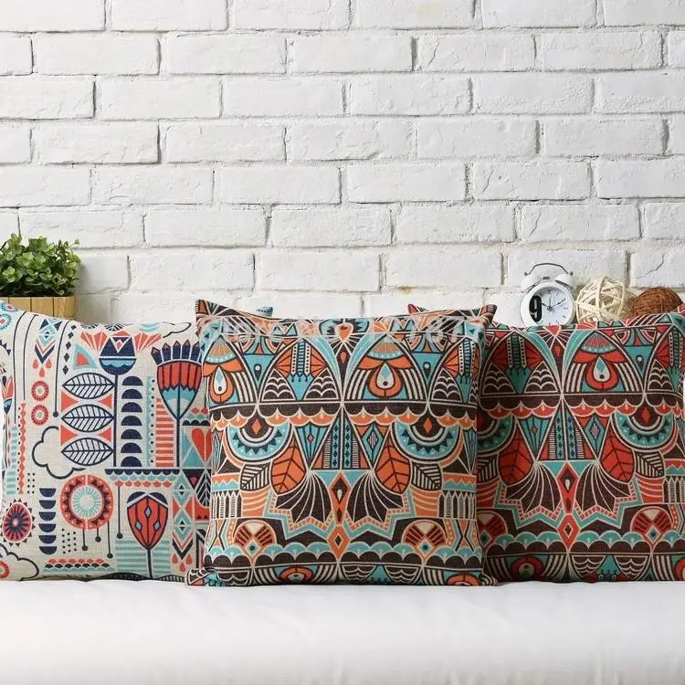 Image Nordic Bohemian Home Decor Pillows Cases,Red Sofa Pillows,Home Derocative Throw Pillows Geometric Burlap Modern Cushion Covers