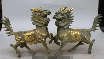Free shipping S01446 8"China Bronze Gilt Folk FengShui kylin Chi-lin Unicorn Dragon Beast Pair Statue
Free shipping S01446 8"China Bronze Gilt Folk FengShui kylin Chi-lin Unicorn Dragon Beast Pair Statue