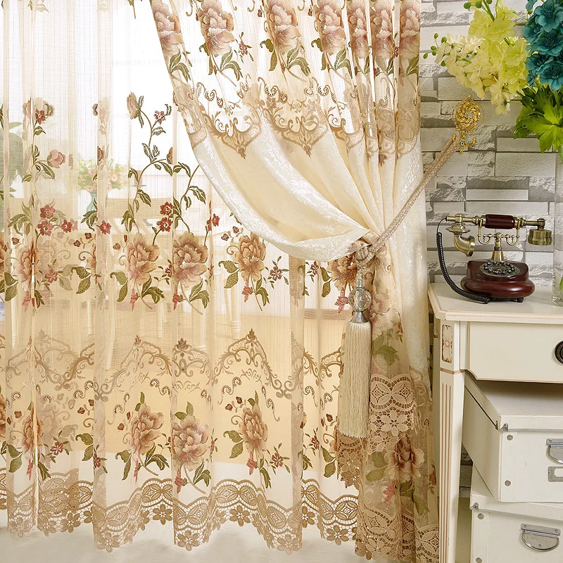 Ice Velvet Stitching Embroidery Curtain Cloth Tulle Luxury Villa