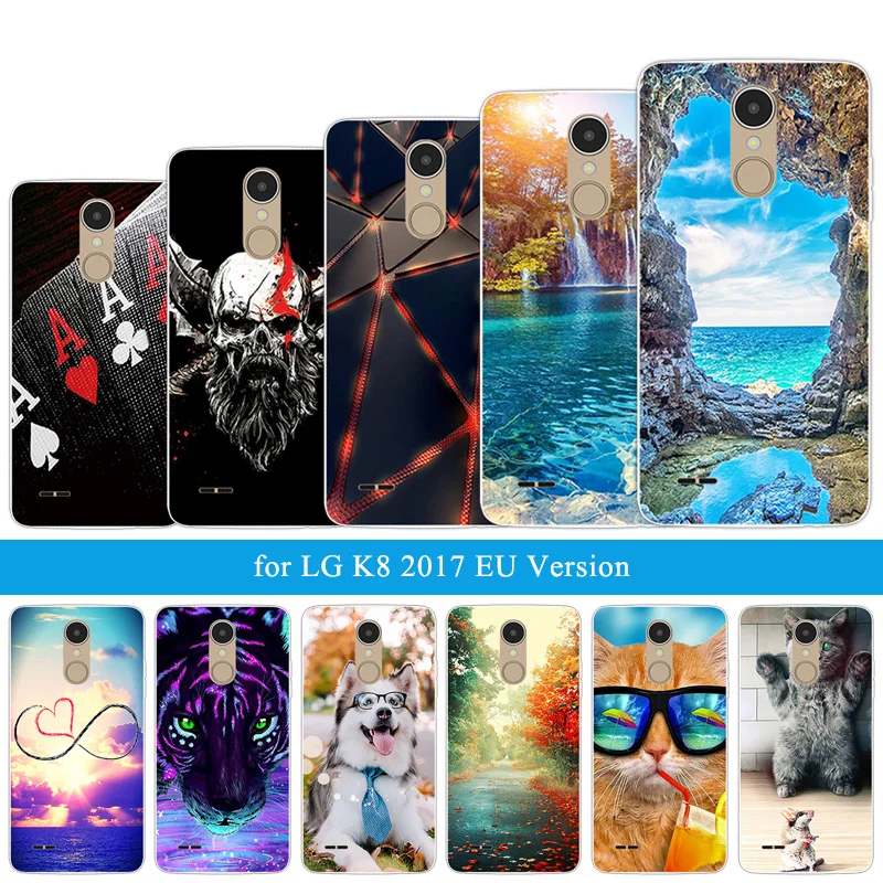 Чехлы для LG K8 2017 X240 Мягкий ТПУ силиконовый чехол задней панели окрашенные DIY K82017 5