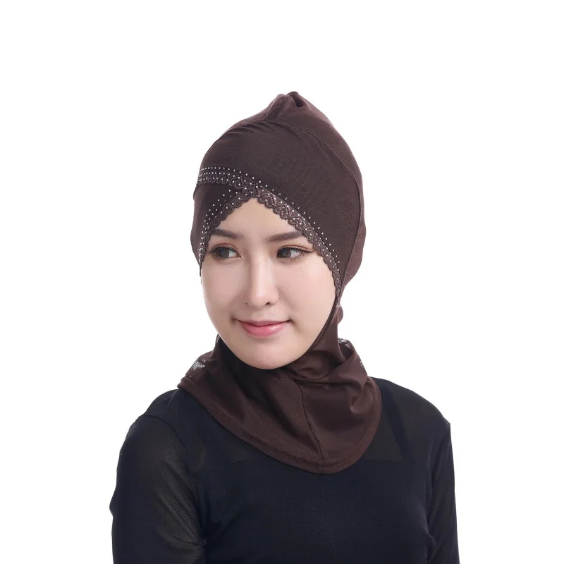 New Womens Face-lift Muslim Hijab Ninja Single Cross Hot Drilling Lace Underscarf Head Islamic Cover Bonnet Hat Cap Scarf W2
New Womens Face-lift Muslim Hijab Ninja Single Cross Hot Drilling Lace Underscarf Head Islamic Cover Bonnet Hat Cap Scarf W2
