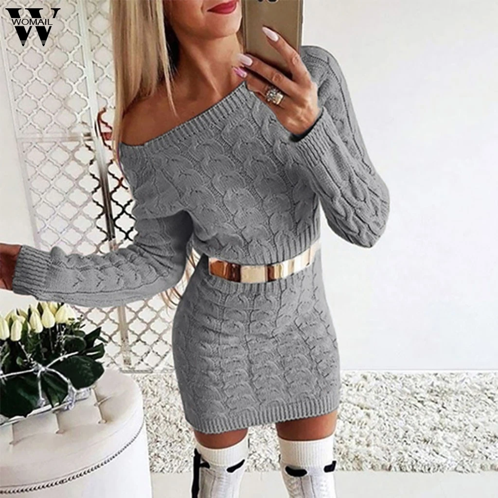 Womail dresses women Women's Mid-Autumn Winter Women's Long Twisted Sweater Dresses Waist strapless women fashion Dress Ju12
Womail dresses women Women's Mid-Autumn Winter Women's Long Twisted Sweater Dresses Waist strapless women fashion Dress Ju12