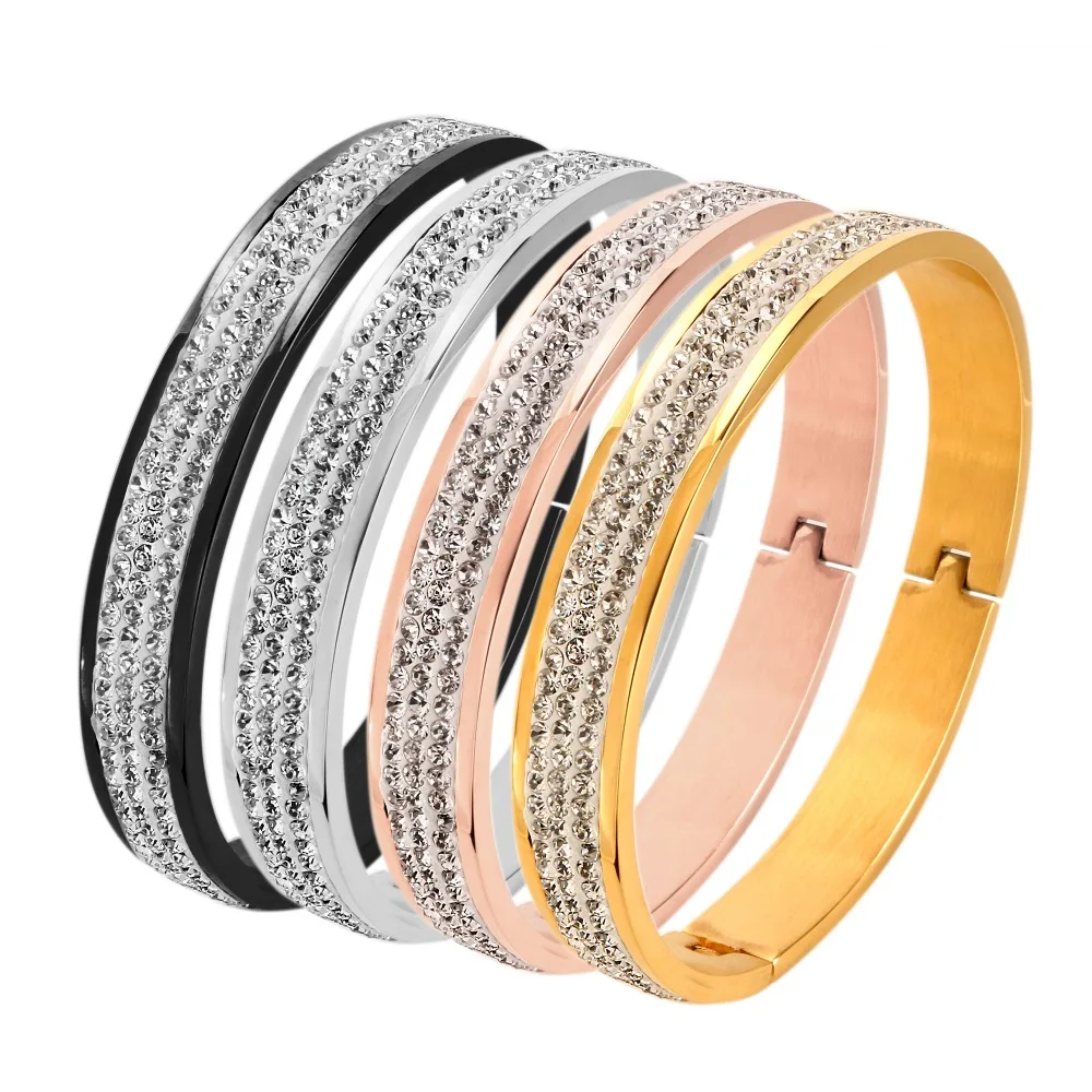 Classic Luxury Brand Bracelets & Bangles for Women Stainless Steel Rose Gold Color Cuff Bangle Zircon Inlaid for Ladies Jewelry
Classic Luxury Brand Bracelets & Bangles for Women Stainless Steel Rose Gold Color Cuff Bangle Zircon Inlaid for Ladies Jewelry