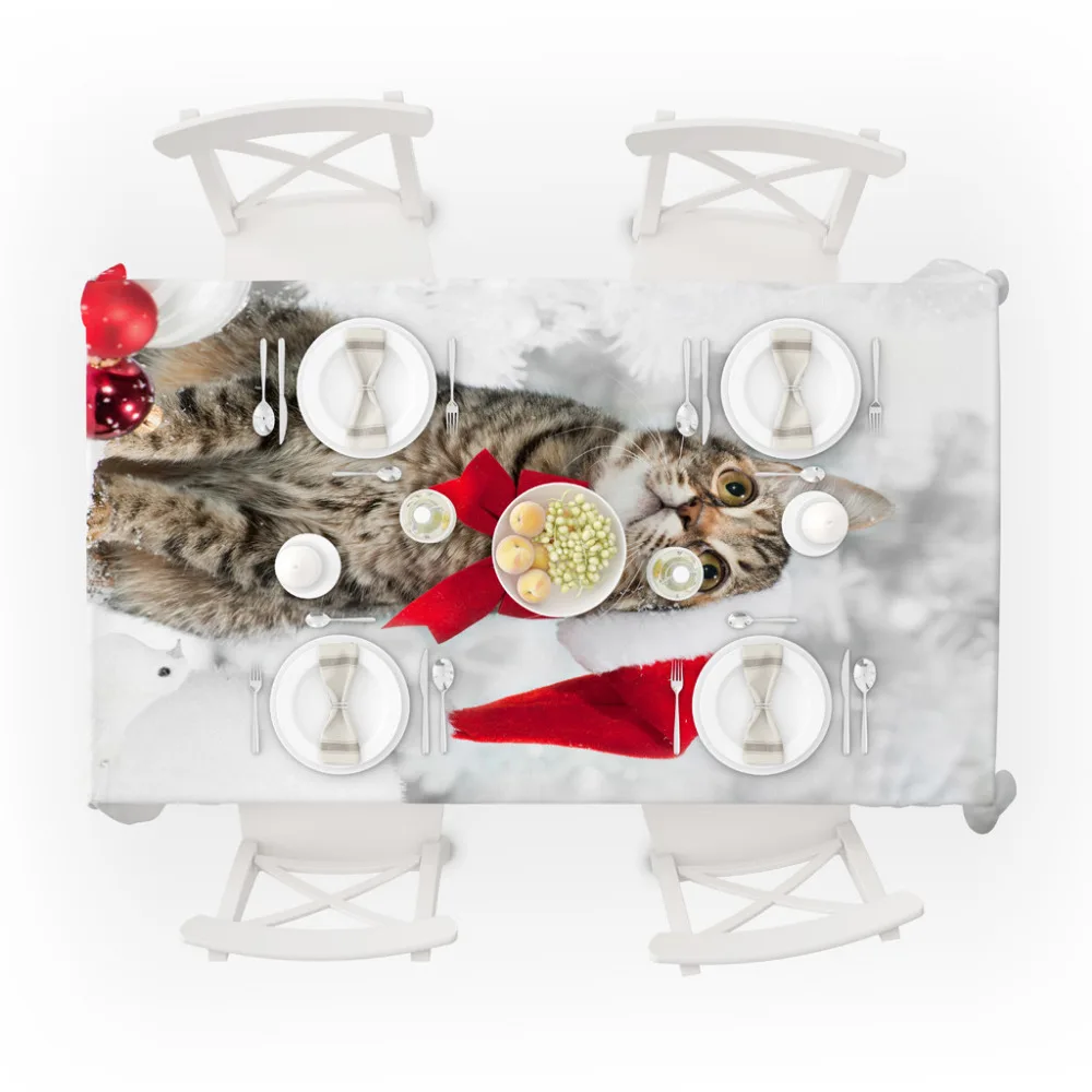 Christmas cute cat festive print polyester tablecloth oil-proof anti-staining table mat napkin home kitchen decoration
Christmas cute cat festive print polyester tablecloth oil-proof anti-staining table mat napkin home kitchen decoration
