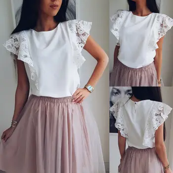 New Summer Women Tops Chiffon Lace Casual Shirt Ladies Sleeveless O-neck Loose Blouse White Tops
New Summer Women Tops Chiffon Lace Casual Shirt Ladies Sleeveless O-neck Loose Blouse White Tops
