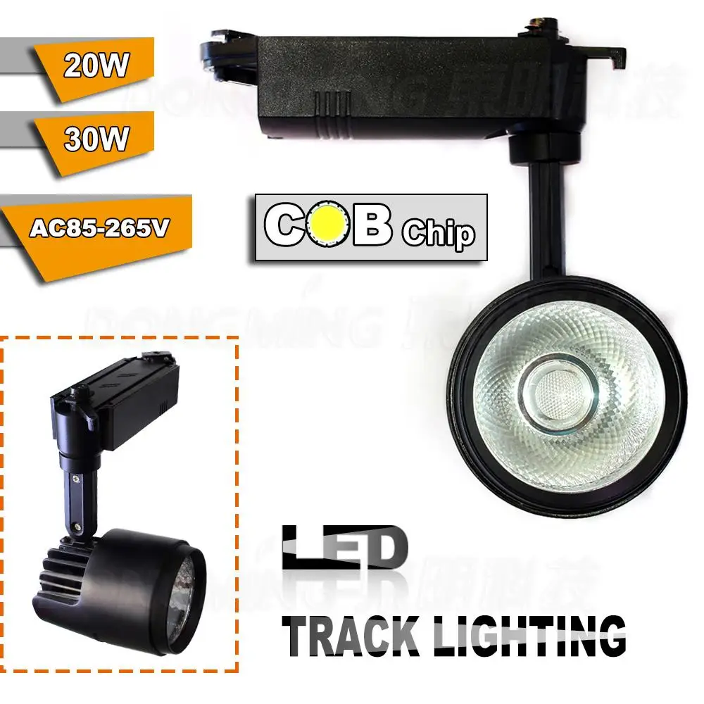 Фото Hot sale LED Rail Lighting 30W COB Track Light Black Shell Ceiling Lamps AC85-265V high brighter warm/cold white | Лампы и освещение