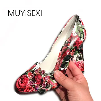 Women's Pumps Genuine leather with Red Rose Printing Woman Party Shoes Wedding Square Heel 9 cm Spring Shoes Women YT08 MUYISEXI
Women's Pumps Genuine leather with Red Rose Printing Woman Party Shoes Wedding Square Heel 9 cm Spring Shoes Women YT08 MUYISEXI