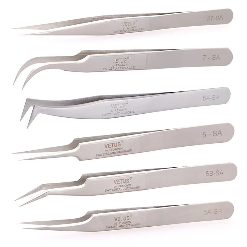 VETUS SA Series Stainless Steel Hyperfine High Precision Antimagnetic Anti Acid Tweezers Pro Tool for Eyelash Extension
VETUS SA Series Stainless Steel Hyperfine High Precision Antimagnetic Anti Acid Tweezers Pro Tool for Eyelash Extension