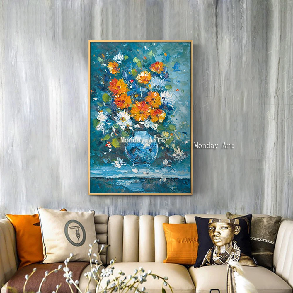 Modern hand painted knife sunflower oil paintings canvas Abstract flowers picture on the chair paintings Home decoration Gift
Modern hand painted knife sunflower oil paintings canvas Abstract flowers picture on the chair paintings Home decoration Gift