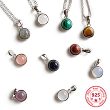Heißer Verkauf 100% 925 Sterling Silber Anpassbare Natürliche Malachit Labradorit Kristall Achat Opal Tigerauge Edelstein Anhänger Schmuck(China)