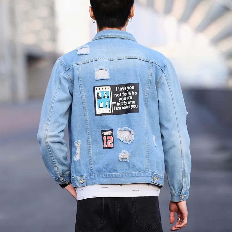 Men Black White Casual Denim Jacket Outerwear embroidery Jean Coats New Spring Autumn Mens Holes Slim Denim Jackets Size M-5XL
Men Black White Casual Denim Jacket Outerwear embroidery Jean Coats New Spring Autumn Mens Holes Slim Denim Jackets Size M-5XL