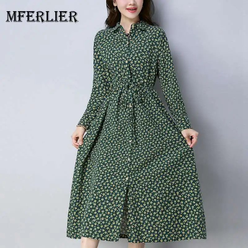 Mferlier Women Floral Dress Turn Down Collar Long Sleeve High Waist Ladies Autumn Retro Artsy Cotton Shirt Dress
Mferlier Women Floral Dress Turn Down Collar Long Sleeve High Waist Ladies Autumn Retro Artsy Cotton Shirt Dress