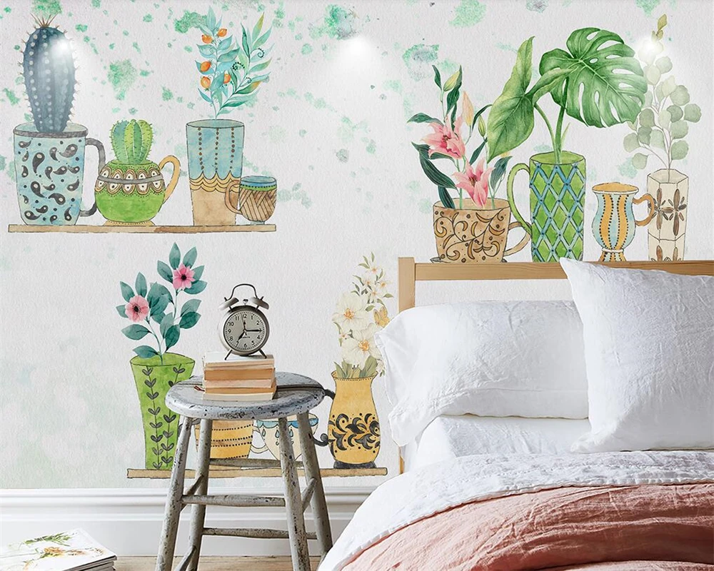 Beibehang Custom wallpaper photo small fresh hand-painted bonsai cactus sofa TV headboard background wall murals 3d wallpaper
Beibehang Custom wallpaper photo small fresh hand-painted bonsai cactus sofa TV headboard background wall murals 3d wallpaper