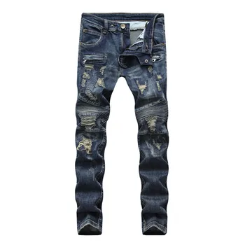 2019 New Retro Men's jeans Men's Slim Straight Hole Pleated Motorcycle Zipper Denim trousers More Size 29-36 38
2019 New Retro Men's jeans Men's Slim Straight Hole Pleated Motorcycle Zipper Denim trousers More Size 29-36 38