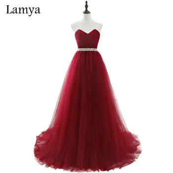 LAMYA 2019 Real Photo Cheap Plus Size Long Formal Evening Dresses Women Wine Red Tulle Bride Banquet Elegant Prom Dress
LAMYA 2019 Real Photo Cheap Plus Size Long Formal Evening Dresses Women Wine Red Tulle Bride Banquet Elegant Prom Dress