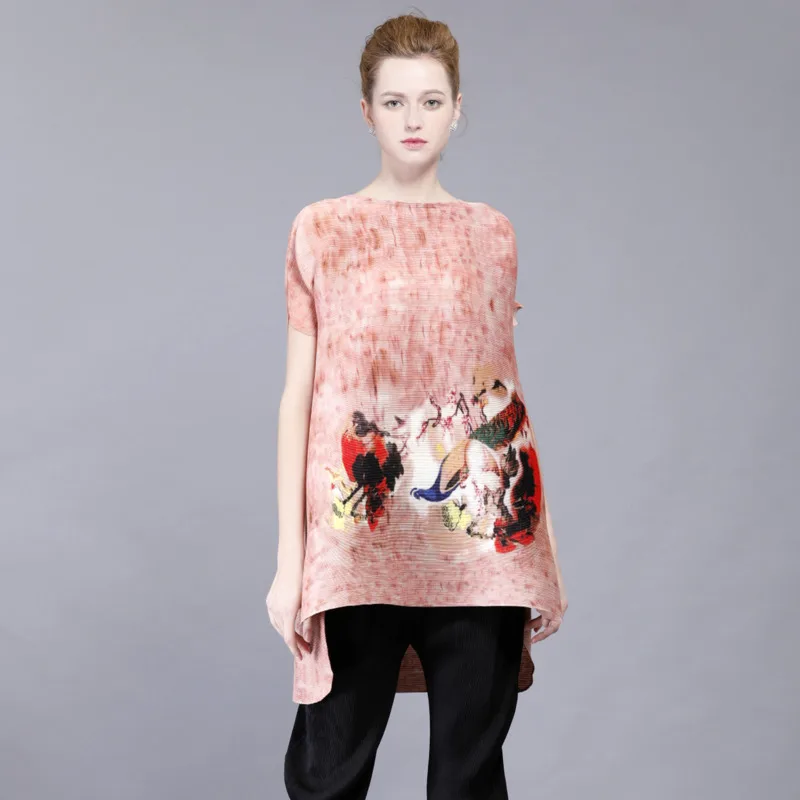 LANMREM 2019 Pleated Summer Clothes For Women New Fashion Short Sleeve Irregular Printed T-shirt Female's Loose Vestido YG66611
LANMREM 2019 Pleated Summer Clothes For Women New Fashion Short Sleeve Irregular Printed T-shirt Female's Loose Vestido YG66611