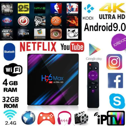 H96 MAX Smart TV BOX Android 9.0 OS 4G RAM 32/64GB RK3328 Quad Core wifi1080p 4K LED Screen Set Top Box Media player
H96 MAX Smart TV BOX Android 9.0 OS 4G RAM 32/64GB RK3328 Quad Core wifi1080p 4K LED Screen Set Top Box Media player