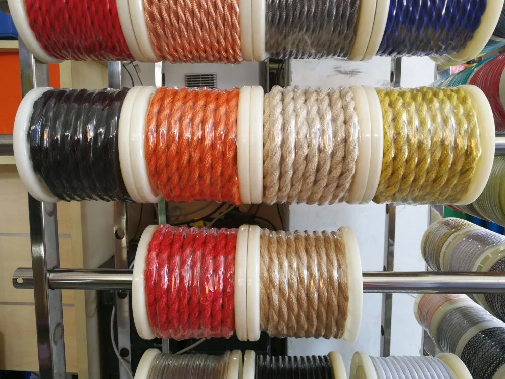 

2*0.75 5M/Lot Vintage Rope Textile Wire Twisted Cable Braided Electrical Wire Retro Pendant Light Lamp Line Vintage Lamp Cord