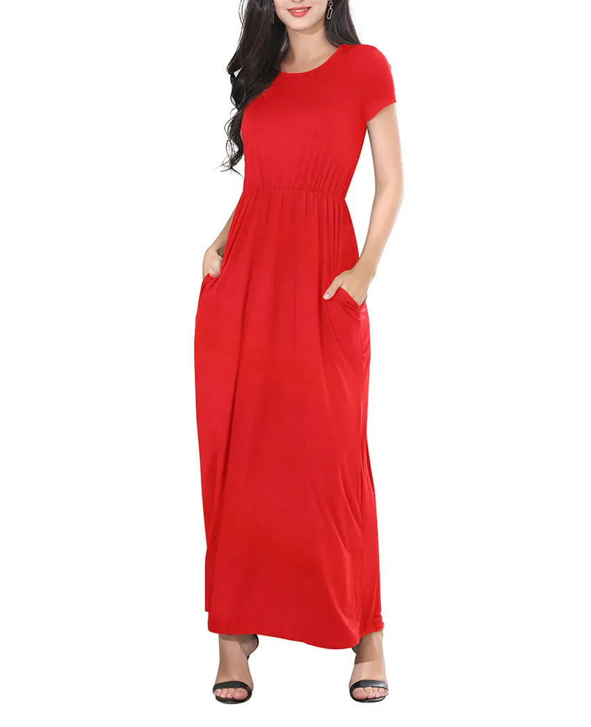 Nine Color Pocket Cotton Long Dress Women Casual Solid Short Sleeve O-Neck Beach Dress Summer Party Bodycon Vestidos Mujer 2019
Nine Color Pocket Cotton Long Dress Women Casual Solid Short Sleeve O-Neck Beach Dress Summer Party Bodycon Vestidos Mujer 2019