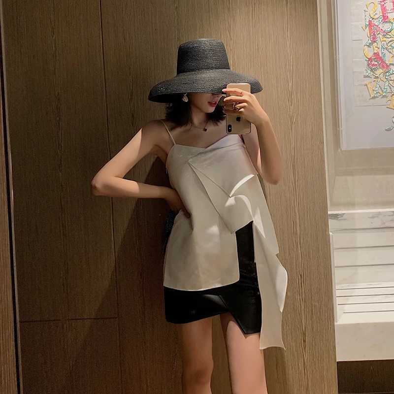 Fashion Women Summer Tops Ladies Strap Patchwork Asymmetric Hem Slim Camis Tops Sexy White Blouse Shirt Tunic Streetwear
Fashion Women Summer Tops Ladies Strap Patchwork Asymmetric Hem Slim Camis Tops Sexy White Blouse Shirt Tunic Streetwear