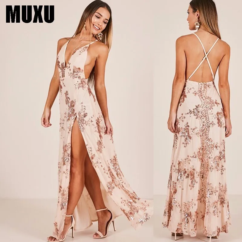 MUXU party gold suspender backless sequin glitter dress woman clothes vestidos jurken long dresses high quality women fashion
MUXU party gold suspender backless sequin glitter dress woman clothes vestidos jurken long dresses high quality women fashion