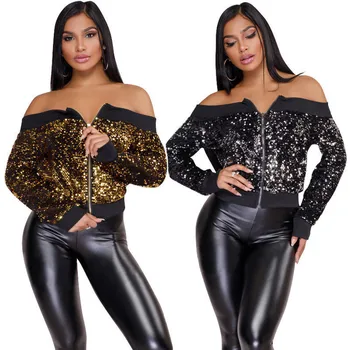 Women Sequin Casual Jackets Long Sleeve Sexy Women Off Shoulder Street Wear Clothes Fashion Coat Jacket
Women Sequin Casual Jackets Long Sleeve Sexy Women Off Shoulder Street Wear Clothes Fashion Coat Jacket