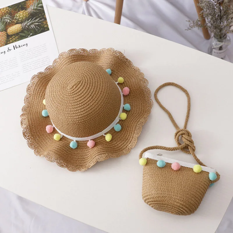 Cute Hot Selling Hat Bag Set Wavy Straw Hats Colored Balls Cap Single Shoulder Bag for 2-8 years old Kids Spring Summer Beach
Cute Hot Selling Hat Bag Set Wavy Straw Hats Colored Balls Cap Single Shoulder Bag for 2-8 years old Kids Spring Summer Beach