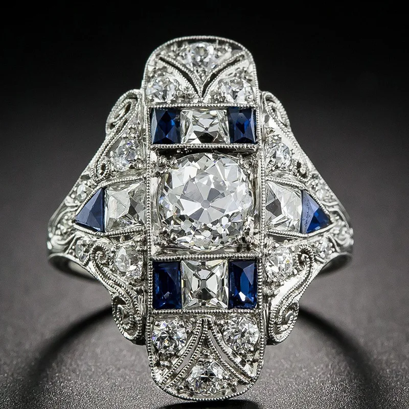 Luxurious Rings for Women Hollow Patterns Big Rings Silver Blue Red Cubic Zirconia Exaggerated Palace Fashion Jewelry
Luxurious Rings for Women Hollow Patterns Big Rings Silver Blue Red Cubic Zirconia Exaggerated Palace Fashion Jewelry