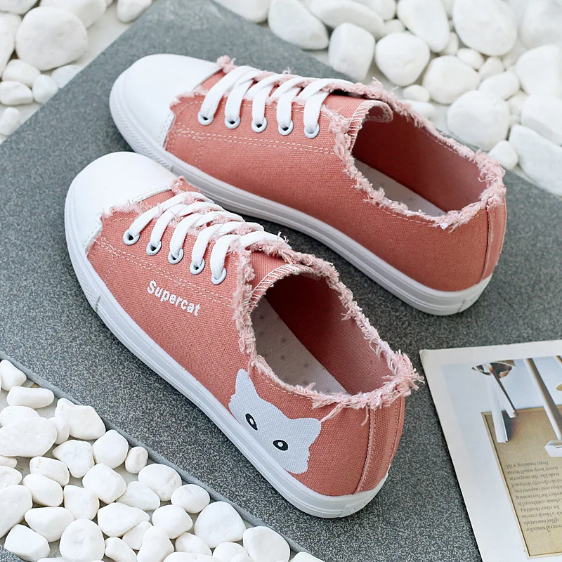 Women Flat Cartoon Canvas Shoes 2019 New Summer White Lace Up Student Board Shoes Ladies Casual Shoes Female Sneakers
Women Flat Cartoon Canvas Shoes 2019 New Summer White Lace Up Student Board Shoes Ladies Casual Shoes Female Sneakers