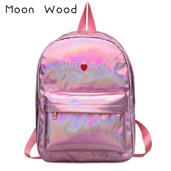 Moon Wood Fashion Embroidery Letters Laser Backpack Women Men's Shiny Hologram Backpack Girls School Bag Pack mochilas mujer2019
Moon Wood Fashion Embroidery Letters Laser Backpack Women Men's Shiny Hologram Backpack Girls School Bag Pack mochilas mujer2019