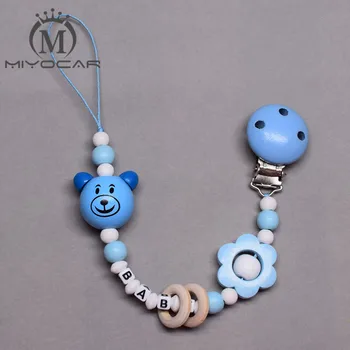 MIYOCAR Personalised -Any name blue bear cute wooden beads dummy clip holder pacifier clips soother chain teether clip
MIYOCAR Personalised -Any name blue bear cute wooden beads dummy clip holder pacifier clips soother chain teether clip