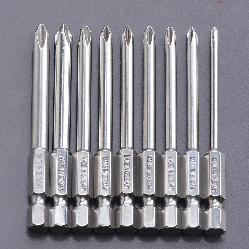 

9pcs/set 100mm Shank 1/4 inch S2 Alloy Steel Magnetic Hex Cross Phillips Head Screwdriver Bit Set Tool PH1 PH2 Screwdriver Head