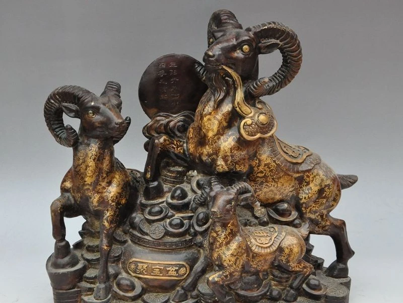 15"china bronze wealth money coin ingot 3 sheep goat Auspicious beginning statue
15"china bronze wealth money coin ingot 3 sheep goat Auspicious beginning statue