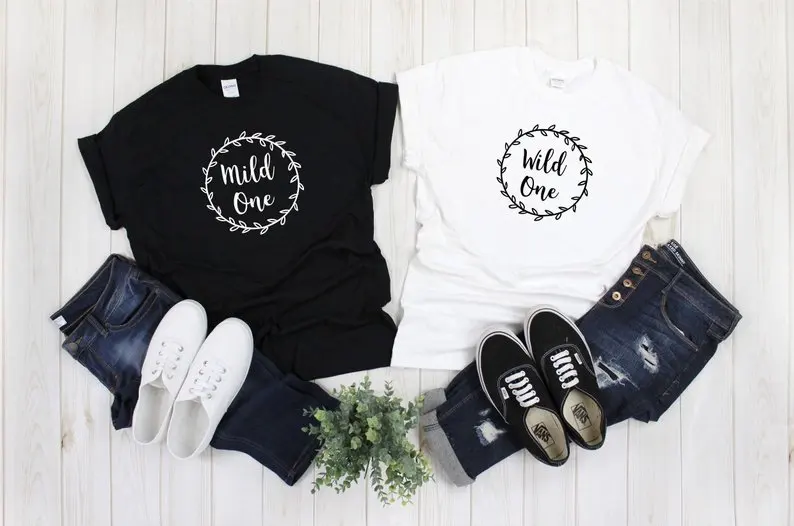 Skuggnas New Arrival Mild One Wild One Funny Best Friend Shirts Floral Design Black White T-shirt Matching t shirts Bff Clothing
Skuggnas New Arrival Mild One Wild One Funny Best Friend Shirts Floral Design Black White T-shirt Matching t shirts Bff Clothing