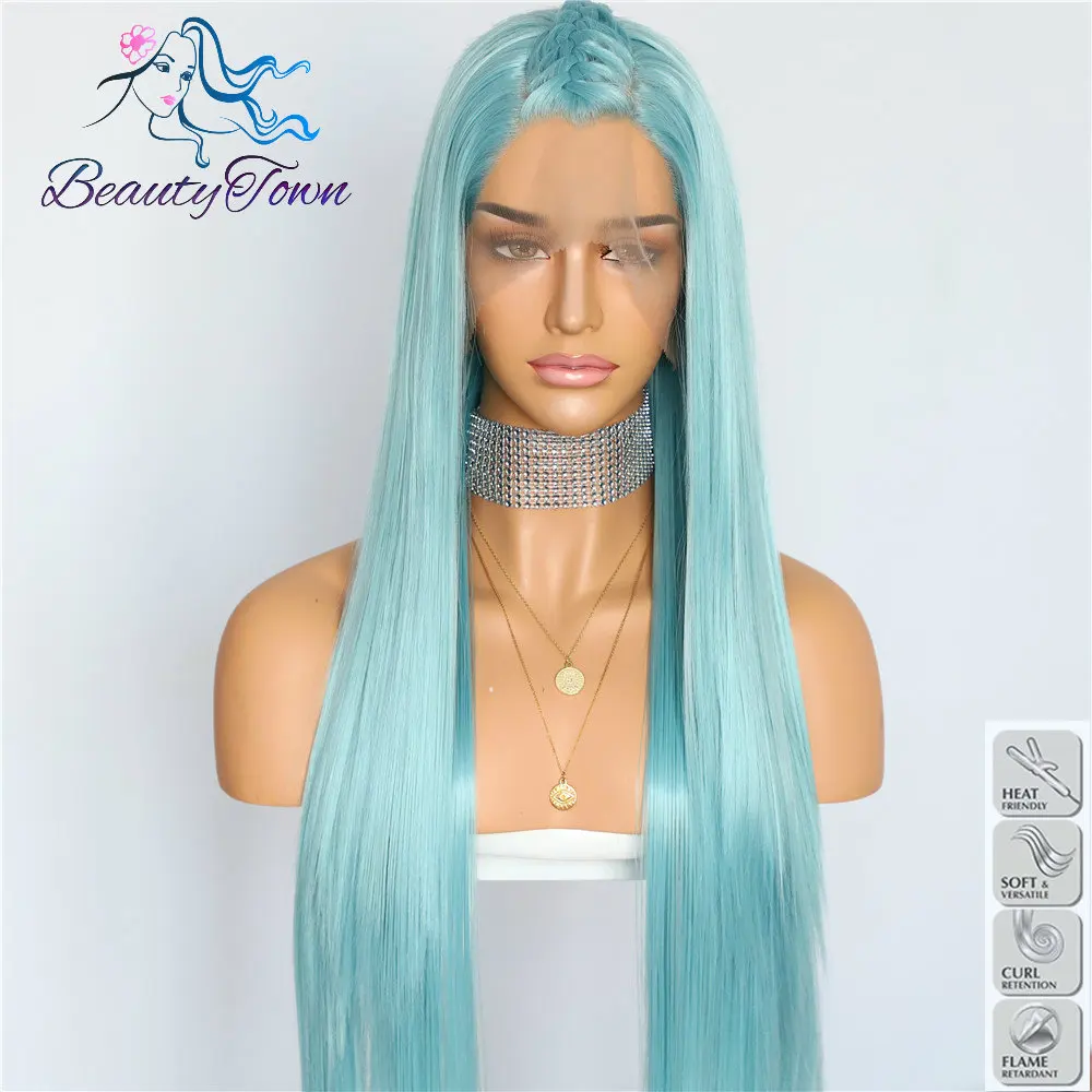 BeautyTown HandTied Light Blue Heat Resistant Fiber Straight Cosplay Celebrity Girl Wedding Party Synthetic Lace Front Wigs
BeautyTown HandTied Light Blue Heat Resistant Fiber Straight Cosplay Celebrity Girl Wedding Party Synthetic Lace Front Wigs