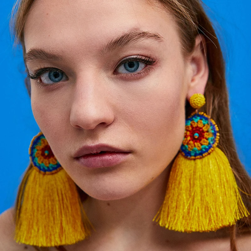 FASHIONSNOOPS High Quality Fringed Ethnic Jewelry Dangle Drop Earrings Women Bohemian Cotton Handmade Long Tassel Earrings
FASHIONSNOOPS High Quality Fringed Ethnic Jewelry Dangle Drop Earrings Women Bohemian Cotton Handmade Long Tassel Earrings