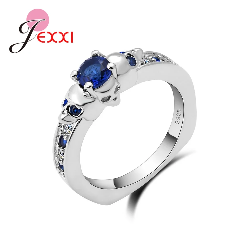 

Luxury Silver Rings For Lady Blue Crystal Zircon 925 Sterling Silver Rings For Women Man Elegent Anniversary Wedding Rings