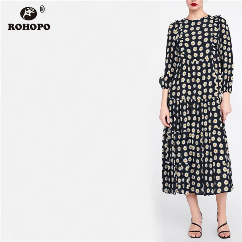 ROHOPO Women Daisy Print Autumn Maxi Midi Dress Three Quarter Sleeve Pleated Overlocked Top Elegant Fenale Vestido #8992
ROHOPO Women Daisy Print Autumn Maxi Midi Dress Three Quarter Sleeve Pleated Overlocked Top Elegant Fenale Vestido #8992