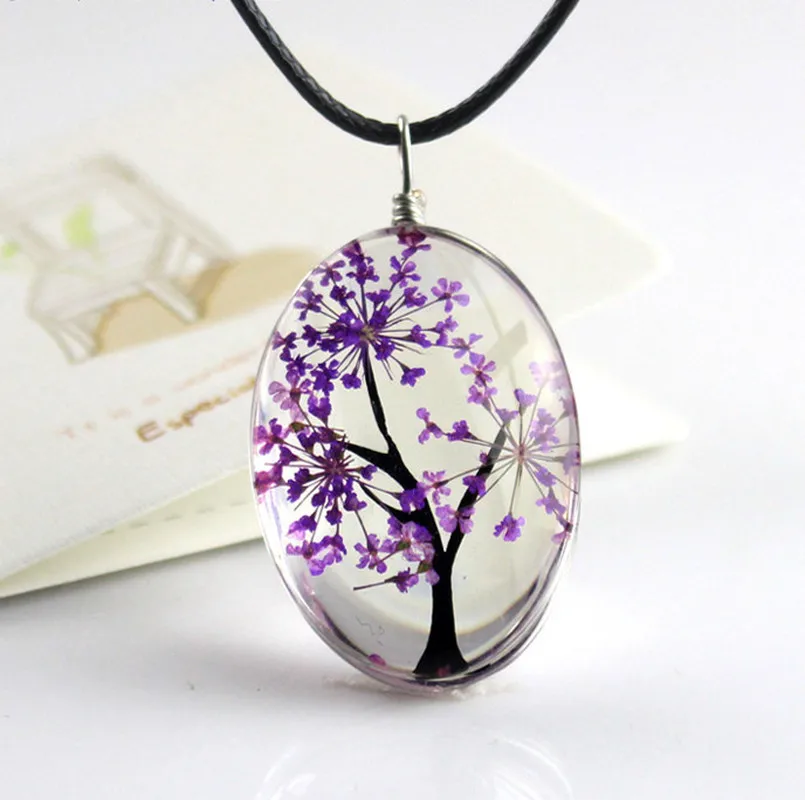 Handmade Dried Flower Necklace Glass Pendant Leather Chain Boho Long Statement Necklaces Summer Jewelry for Women
Handmade Dried Flower Necklace Glass Pendant Leather Chain Boho Long Statement Necklaces Summer Jewelry for Women