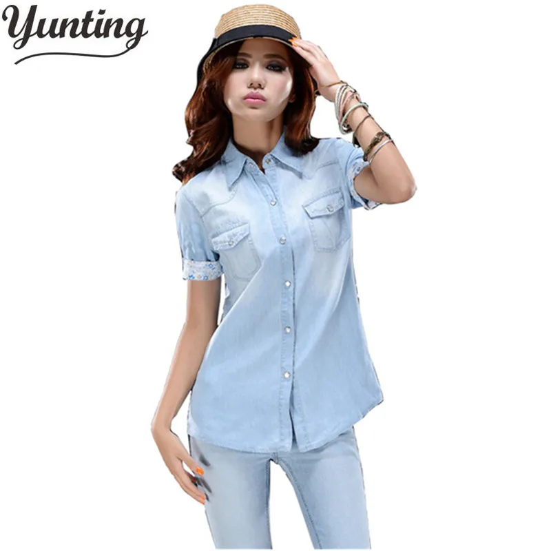 Free shipping short sleeve fashion denim blouse women shirt 2018 summer S M L quality promised
Free shipping short sleeve fashion denim blouse women shirt 2018 summer S M L quality promised