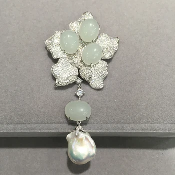 Baroque Natural fresh water Pearl pendant flower semi-carneleon 925 sterling silver with cubic zircon fine women jewelry
Baroque Natural fresh water Pearl pendant flower semi-carneleon 925 sterling silver with cubic zircon fine women jewelry