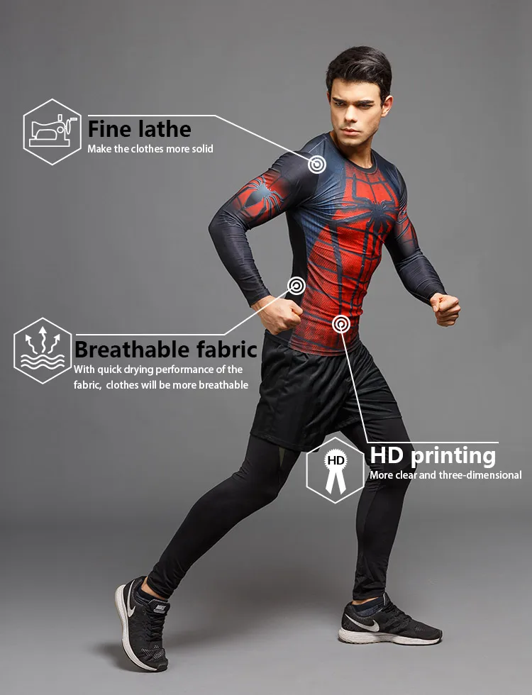 Compression Shirt Workout Training Fitness Men Cosplay Rashgard Plus Size Bodybuilding T shirt 3D Printed Sports Tops For Male Compression Shirt Workout Training Fitness Men Cosplay Rashgard Plus Size Bodybuilding T shirt 3D Printed Sports Tops For Male