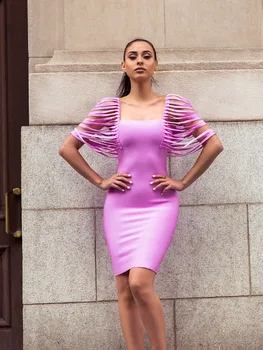 Summer Fashion Sexy Tassel Purple Bandage Dress 2018 Elegant Designer Party Dress
Summer Fashion Sexy Tassel Purple Bandage Dress 2018 Elegant Designer Party Dress