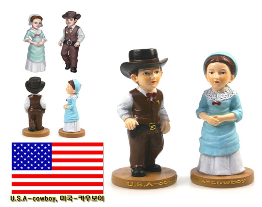 

Hand-painted U.S Cowb National Costumes A Pair Of Doll Statue Resin Crafts Tourism Souvenir Gifts Collection Home Decortion