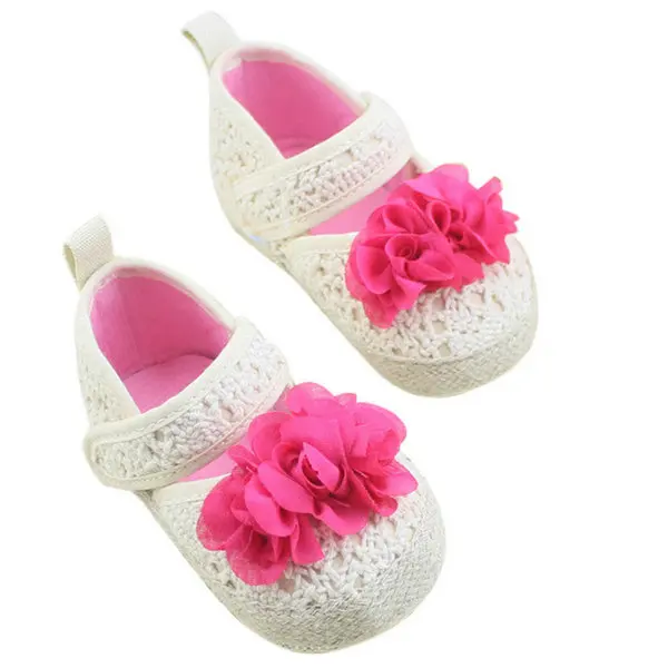 Image Stylish Newborn Baby Kids Girls Sweet Shoes Princess Infant Toddler Flower Dress Soft Soled Non slip Shoes