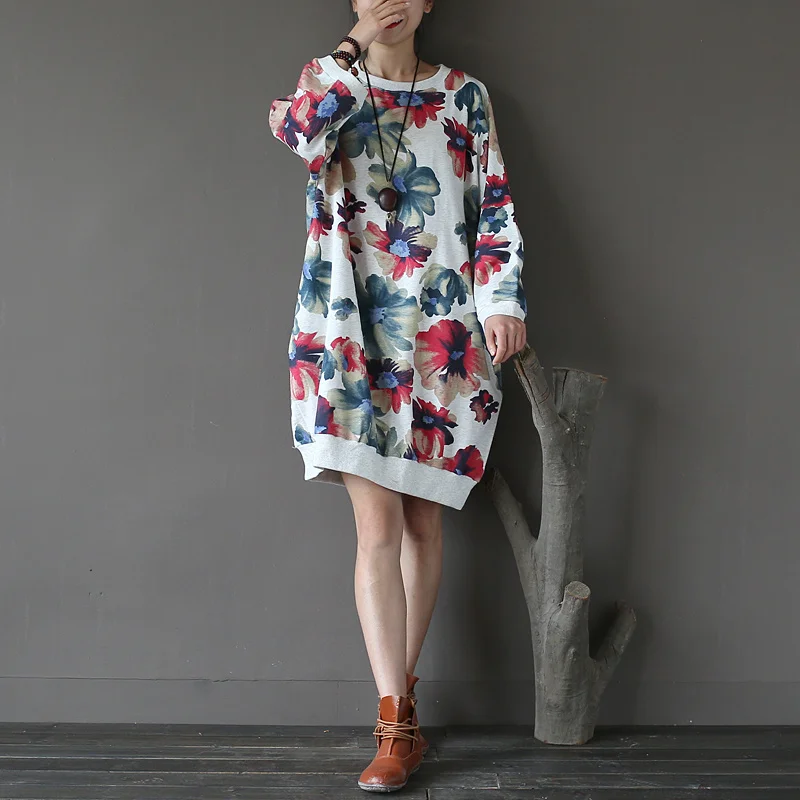 Women Autumn New Knitted Retro Floral Print Lantern-sleeved Long Terry Cotton Hoodies Sweatshirts Maxi Tops Loose Sweatshirts
Women Autumn New Knitted Retro Floral Print Lantern-sleeved Long Terry Cotton Hoodies Sweatshirts Maxi Tops Loose Sweatshirts