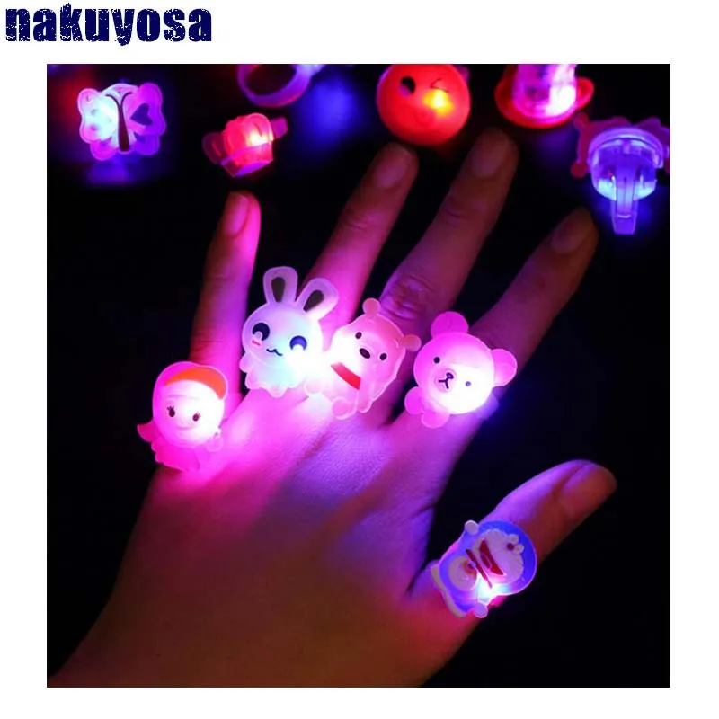 

5pcs Luminous rings new children's toys flash gifts LED cartoon lights glow in the dark toys for childs kids playing in night