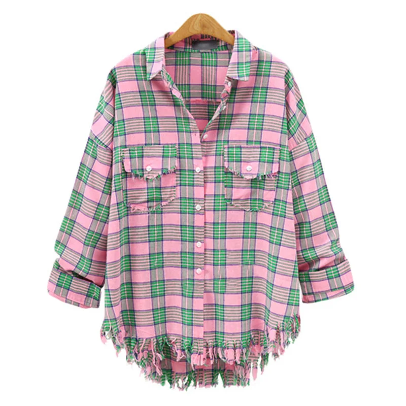 2019 Plaid Long Sleeve Women Blouses Big Size 5XL Womens Shirt Fashion Streetwear Casual Checked Ladies Tops Spring Autumn New
2019 Plaid Long Sleeve Women Blouses Big Size 5XL Womens Shirt Fashion Streetwear Casual Checked Ladies Tops Spring Autumn New