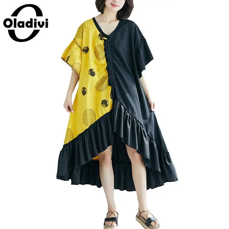 Oladivi Plus Size Women Apparel Fashion Print Summer Patchwork Dress 2019 Casual Loose Ladies Irregular Dresses Female Vestidos
Oladivi Plus Size Women Apparel Fashion Print Summer Patchwork Dress 2019 Casual Loose Ladies Irregular Dresses Female Vestidos